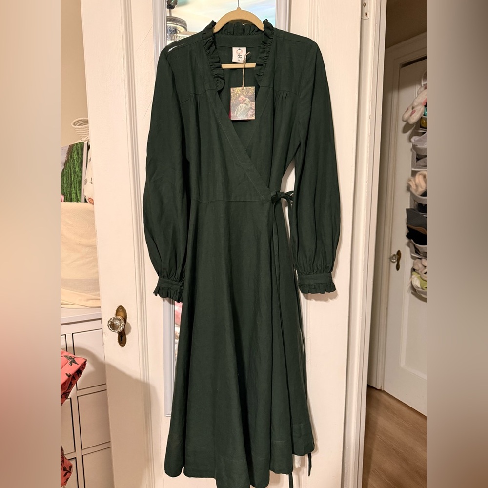 Son de Flor Forest Green Wrap Dress Darcy evergreen